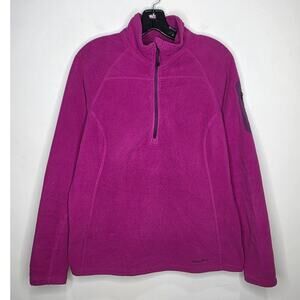 Eddie Bauer pink polartec fleece long sleeve quarter zip jacket - large